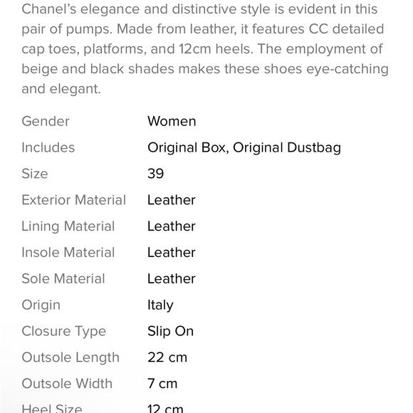 Chanel Two-Tone Leather CC Cap Toe Heels, Size 39.5 - Picture 2 of 10